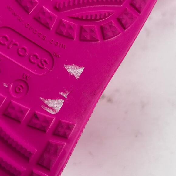 Crocs Crush Rain Boots 6 Pink Ankle Booties Slip on Comfort Glam - Picture 8 of 8